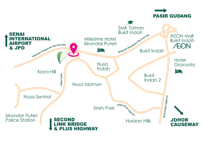 Rute ke Kensington Hospital Johor